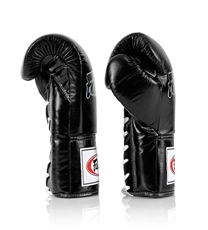 Fairtex BGL6 Handmade Leather Gloves| Optimal fist Closure with a Locked-Thumb Design| Premium Leather |Triple-Layered Foam |Lace-up Closure. Ideal for Boxing, MMA, and Kickboxing. - color: Black, size: 10 oz