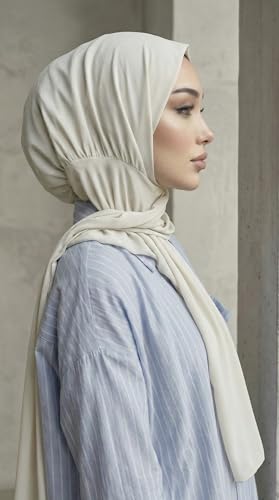 Instant Hijab Scarf for Women – Soft, No-Iron, No-Pins, Ready-to-Wear Hijab – Stretchy & Lightweight Polyester Fabric - color: C2 White