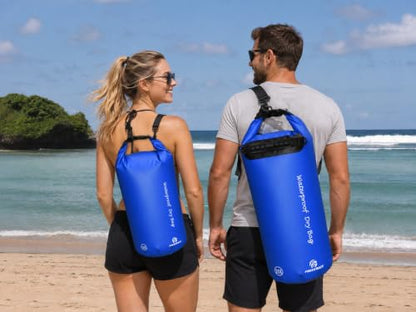 Freegrace Waterproof Dry Bag Set of 3 - Submersible Dry Sack with Double Zip Lock Seals - Includes Waist Pouch & Phone Case - Perfect for Kayaking, Swimming, Boating & Rafting (Navy Blue, 5L) - color: Navy Blue, size: 5L, style: Without Window