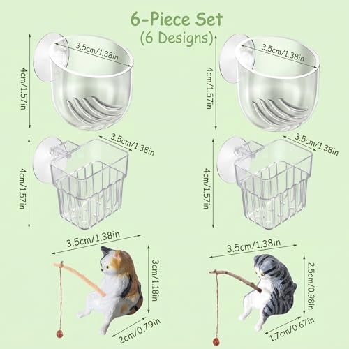 6-Piece Plant Holder for Fish Tank, Fish Tank Plant Holder, Cat Aquarium Decor Set, Cat Fish Tank Accessories, Aquarium Plant Holder Set, Multi-Design Fish Tank Plant Holders for Aquatic Environments