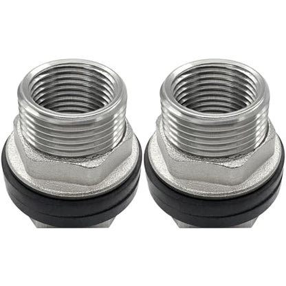 Beduan 1 NPS Male to 3/4 BSP(G) Female Stainless Steel Bulkhead Water Tank Connector Thru-bulk Fitting for Water Tank Barrel(Pack of 2) - size: 3/4G(BSP) to 1 G(BSP)