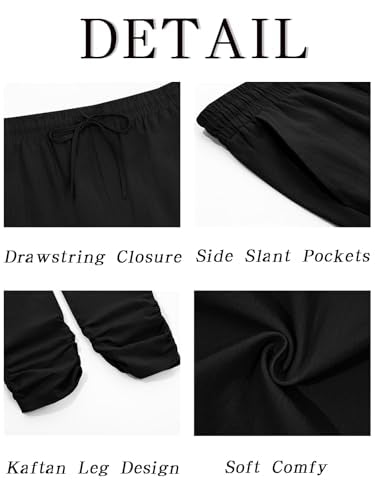 Runcati Mens Kaftan Thobe Pants Cotton Muslim Trousers Summer Kurta Pants - color: Black, size: Large