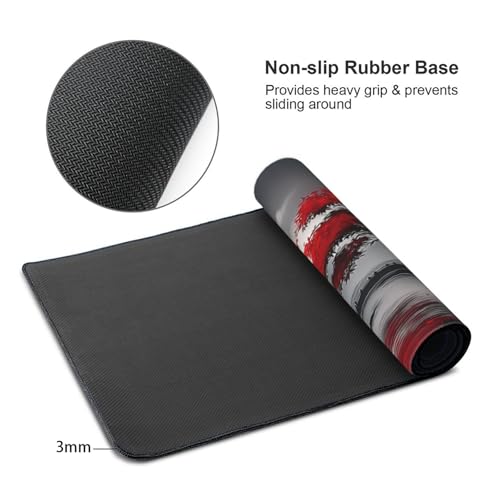 XXL Gaming Mouse Pad 35.4x15.7 Inch, Large Extended Desk Mat | Oriental Landscape Moon Design, Non-Slip Rubber Base, Water-Resistant Surface and Stitched Edges for Gaming, Office & Home - color: Oriental Landscape Moon