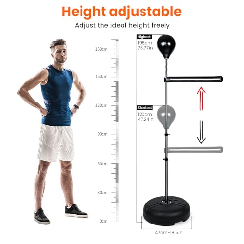 INNOLIFE Height Adjustable Boxing Bar, Boxing Spinning Bar with Punching Bag, Speed Trainer for Home Gym, Black