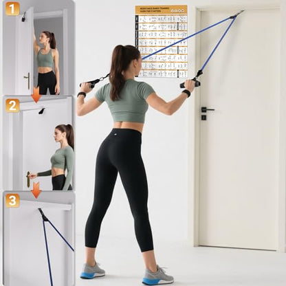 Readaeer Resistance Bands, Exercise Bands for Working Out, Work Out Bands with Handles for Men and Women for Indoor and Outdoor Sports