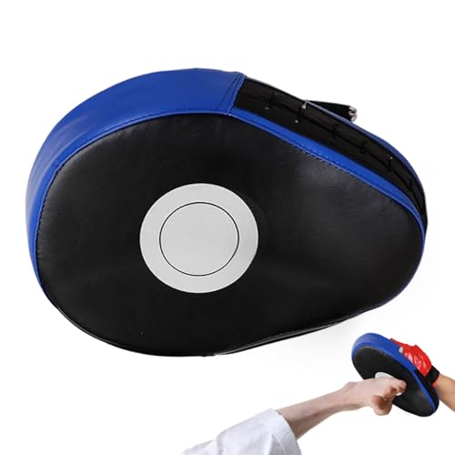 1Pcs Boxing Pads Mitts, Sports Punching Mitt for Men, Women, & Kids, PU Leather Curved Boxing Mitts Focus Pads, Adjustable Soft Shield Training Pad for Karate, Kickboxing, Muay Thai - color: Blue