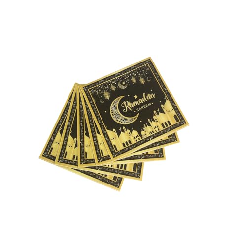 24-Pack Black Eid Mubarak Letter Design Ramadan Mubarak Themed Paper Napkins (6.5 in, 2-Ply)
