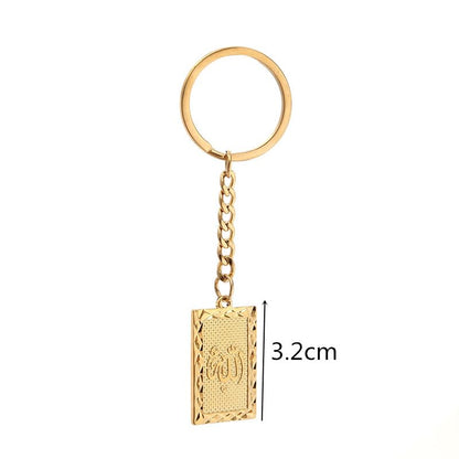 Islam Muslim Allah Pendant Keychain Women Necklace Religious Amulet Pendant Accessories Party Jewelry - color: Gold