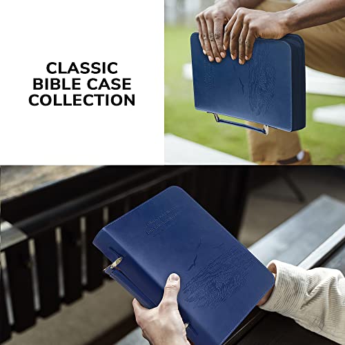 DEHITE Bible Cover Case for Men – Bible Carrying Case for Men – Blue Large Holder – Bag Fits Book10.1 x 7 x 1.9 in – Pen Slots – Zippered Pocket – Premium Faux Leather – Christian Gift - size: Large Blue