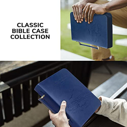 DEHITE Bible Cover Case for Men – Bible Carrying Case for Men – Blue Large Holder – Bag Fits Book10.1 x 7 x 1.9 in – Pen Slots – Zippered Pocket – Premium Faux Leather – Christian Gift - size: Large Blue