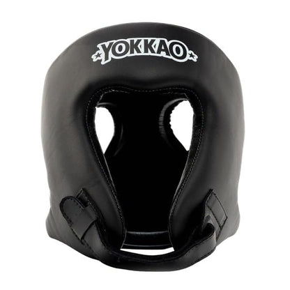 YOKKAO Premium Head Guard | Handmade Genuine Leather Headgear | Ideal for Muay Thai, Boxing, Kickboxing Sparring, Hard Training & Professional Competitions - color: Black Competition, size: Large