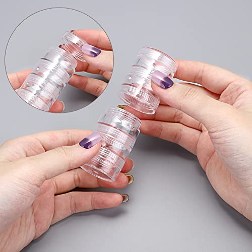 Hipiwe 8 Sets 5-Layer Clear Jewelry Bead Container Small Plastic Sample Jar | Travel Makeup Sample Boxes, Round Storage Jars Pots for Sewing Pills Nail Art Craft Accessories - size: 8Packs 1.2"D x 3.1"H