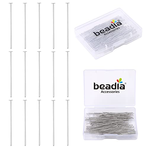 BEADIA Platinum Plated Flat Head Pins Non Tarnish 40mm 150pcs for Jewelry Making Findings - color: Flat Head Pins Platinum, size: 40x0.7mm