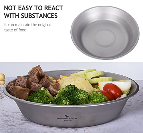 Boundless Voyage Ultralight Titanium Bowl Pan Plate Dish with Carry Bag Outdoor Camping Portable Tableware Cookware (Ti1112T (Shallow Bowl)) - color: Ti1112T (Shallow Bowl)