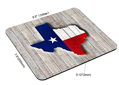 Texas Map Mouse Pad, Texas Flag on Rusty Rustic Wooden Board American Southwestern Customized Non-Slip Rubber Base Mousepads, Computer Mouse Pads for Wireless Mouse 9.5×7.9×0.12 inches - color: TSP99