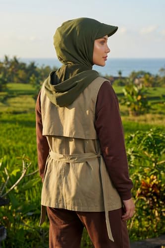 Aisha's Design Full Coverage Cotton Bonnet Hijab with Visor Modest Underscarf Bonnet - color: Army Green