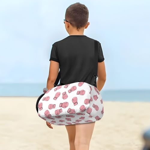 VIGTRO Pink Boxing Gloves Print Kids Overnight Travel Duffel Bag Sport Gym Bag for Boys Girls with Shoe Compartment, Carry On Weekender Luggage Bag for Dance Swim Yoga