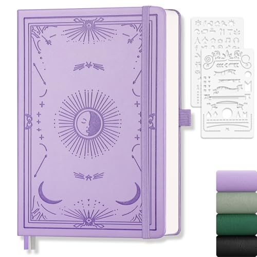 Dotted Journal for Women Men, 192 Pages A5 Notebook Journal, Hardcover Notebook with 100Gsm Thick Pages, Leather Note Book for Writing, Travel, Business, Office, Prayer 5.7 x 8.3, Light Purple - color: Light Purple, style: Dotted