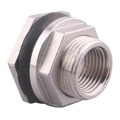 DERNORD 1/2" Female Bulkhead Water Tank Connector Stainless Steel Bulkhead Fittings Pack of 5 - size: 1/2 Inch, style: Pack of 5