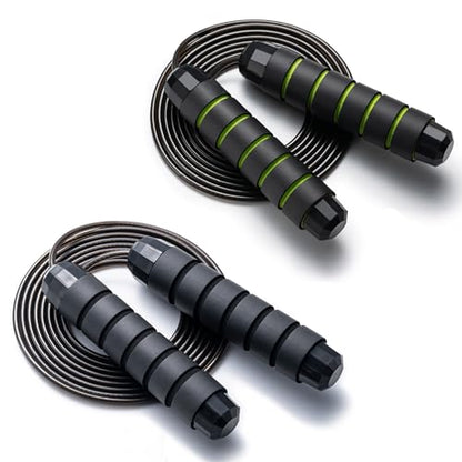 BOOMIBOO Jump Rope, Adjustable Jump Ropes,Skipping Rope Tangle-Free Rapid Speed with Ball Bearings for Women Men Kids,Exercise & Slim Body Jumprope at Home School Gym - color: Black+Green