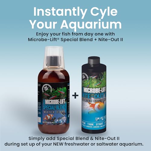 MICROBE-LIFT Special Blend Aquarium Water Care Treatment, Cleaner & Clarifier for Fresh and Saltwater Fish Tanks, Reduces Maintenance & Helps with Aquarium Algae Control and Odor, 4 Ounces (SBH04) - size: 4 ounces