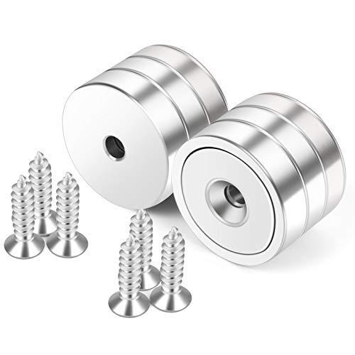 Neosmuk Silver Magnets with Screws,60lbs+ Heavy Duty Rare Earth 6 Pack - color: Silver, size: 60 lb