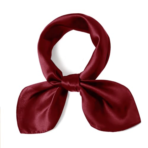vimate 35" Square Silk Like Head Scarf - Women's Fashion Satin Scarf Bandana for Hair Wrapping at Night. - color: D#. Burgundy