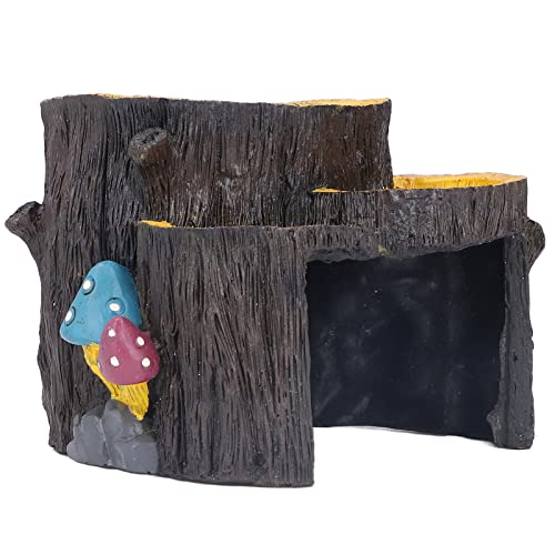 1 Piece Artificial Aquarium Stump, Resin, Food Platform, Stable, Realistic Design, Terrarium Cave Ornament for Shelter