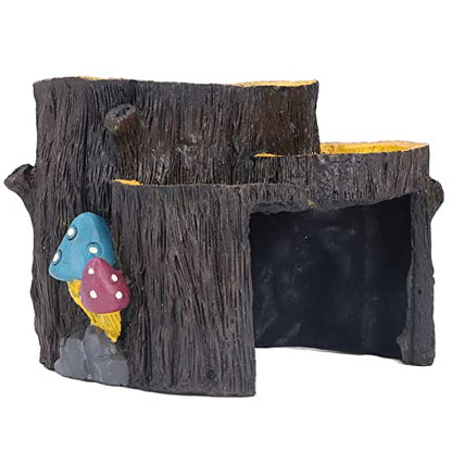 1 Piece Artificial Aquarium Stump, Resin, Food Platform, Stable, Realistic Design, Terrarium Cave Ornament for Shelter