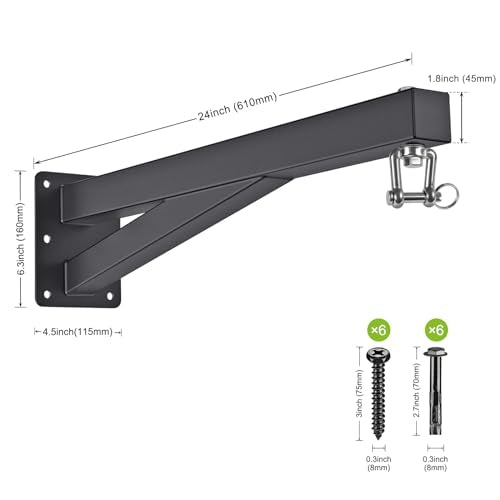 SELEWARE Wall Mount Heavy Bag Hanger Heavy Duty Punching Bag Hanger | 500LB Capacity Adjustable 360° Swivel Heavy Bag Bracket for Home Gym Indoor Outdoor Boxing, Muay Thai and MMA Training - size: C: 24" length