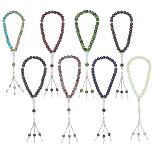 PH PandaHall 8 Colors Prayer Beads Tasbih Glass Beads Islamic Bracelet Bead 33 Round Rosary Bead Muslim Misbaha Tasbeeh Bracelets for Women Men Jewelry Gift Eid Mubarak Ramadan Muslims Decor - color: 8 Colors( Dark)