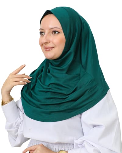 Prien Plain Ready To Wear Hijab for Women, Muslim Instant Turbans, Soft Jersey Scarf, Islamic Clothes, Long Hijabs, Abaya - color: Emerald