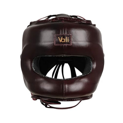 Vali Lancer Leather Face Saver Headgear for Training - color: Red, size: Small-Medium