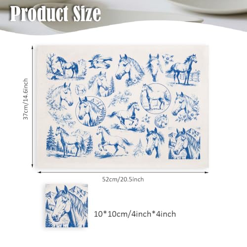 SUPERDANT 5pcs Horse Underglaze Paper Transfer Animal Transfer Papers for Clay Ceramic Porcelain Under Glaze Transfers for Pottery Enamel Decals Blue Underglaze Decal Handcrafted Gifts - style: Horses