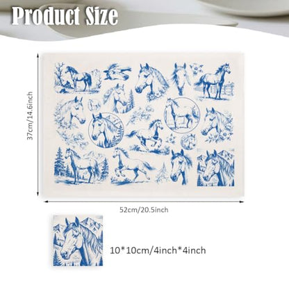 SUPERDANT 5pcs Horse Underglaze Paper Transfer Animal Transfer Papers for Clay Ceramic Porcelain Under Glaze Transfers for Pottery Enamel Decals Blue Underglaze Decal Handcrafted Gifts - style: Horses