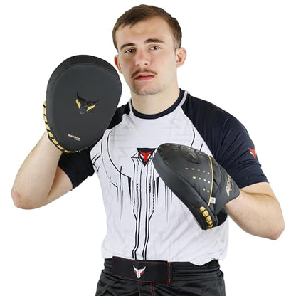 Mytra Fusion Boxing Pads - Focus Mitts MMA Muay Thai Boxing Mitts for Kickboxing Training and Martial Arts - color: Black