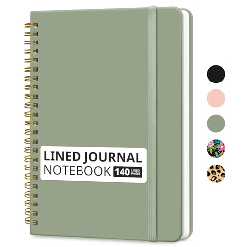 Taja Lined Spiral Journal Notebook for Women & Men, 140 Pages, College Ruled Hardcover Notebook for Work & Note Taking, Journals for Writing, A5(5.7" x 7.9") - Green - color: A.Green, style: a-Lined(1 Pack)