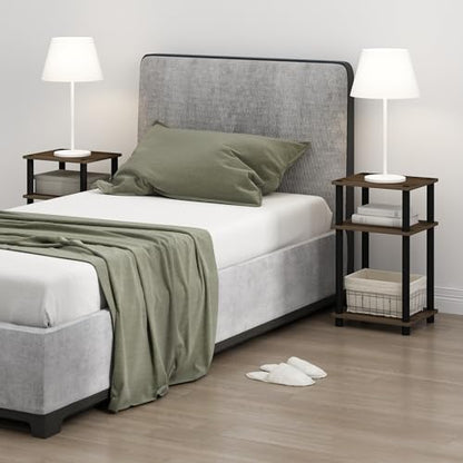 Furinno Just 3-Tier Turn-N-Tube Open Storage Nightstand, 1-Pack, Plastic Poles, Columbia Walnut/Black - color: Columbia Walnut/Black, size: 1-Pack