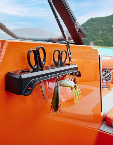 KEMIMOTO Fishing Tool Holder for Boat, Fishing Hook Knife Pliers Holder for Boat, Marine Tackle Rack Holder, Fishing Bait and Lure Organizer, Small, Black