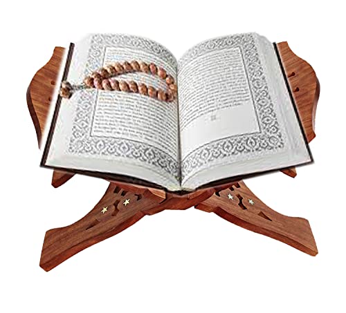 Sheesham Wooden Hand Carved Holy Book Stand for Quran, Bible, Bhagwat, Gita, Ramayana & Guru Granth Sahib for Reading OM Rehal Stand (13x6.5x1)inches OM05