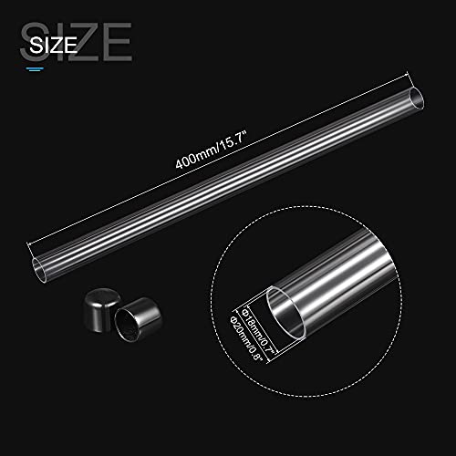MECCANIXITY Clear Storage Tube 18x20mm Small Plastic Round Tubing with Caps Rigid Bottle Container 400mm/15.7 Inch for Item Stored - size: 18x20x400mm
