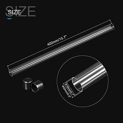 MECCANIXITY Clear Storage Tube 18x20mm Small Plastic Round Tubing with Caps Rigid Bottle Container 400mm/15.7 Inch for Item Stored - size: 18x20x400mm