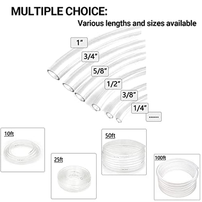 Clear Vinyl Tubing 1/4" ID × 3/8" OD -10 Ft 60PSI | Flexible Lightweight Plastic Tube, Multipurpose Hybrid Reinforced Clear Tubing for Transfer Water Air Oil - size: 1/4’‘, style: 10 feet