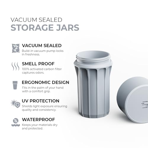 Staze Air Tight Smell Proof Container (148ml) – Vacuum Seal Jar with UV Protection, Waterproof Food Storage Canister, Portable Small Smell Proof Jar for Coffee, Herb, Spice & Gummies - (CLOUD) - color: CLOUD