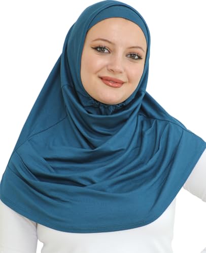 Prien Chic Ready To Wear Hijab For Women, Muslim Long Turban Undercap Set, Instant Scarf, Prayer Clothes For Girls, Abaya - color: Turquoise