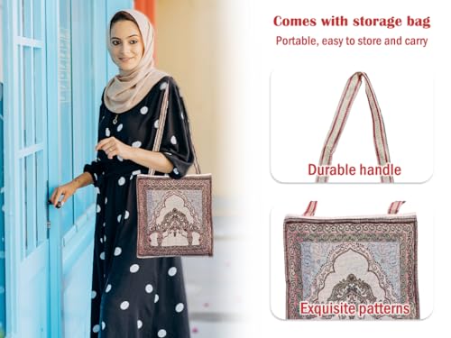 Anlising Prayer Mat Islamic With Elegant Design Bags - Muslim Rug for Ramadan - Great Gift for Family, Lover and Friends