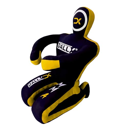 DALLX MMA Grappling Dummy BBJ Wrestling Brazilian Jiu Jitsu Punching Bag Judo Karate Throwing Boxing Fighting Dummy Self Defense Sitting Position – UNFILLED - color: Black Yellow, size: 4FT