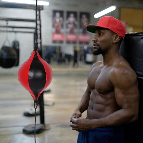 PRETYZOOM Double End Boxing Speed Ball Red Black Hanging Reflex Training Punching Bag for Home Boxing Exercise Equipment