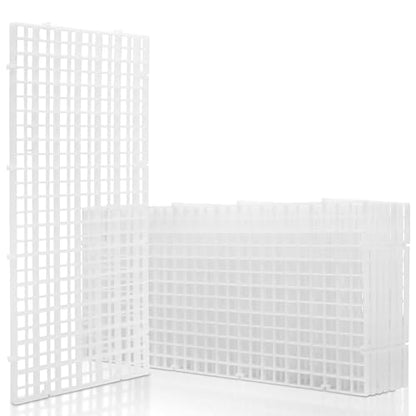LINLAN 8 Pieces 5.9x11.8in (15X30cm) Aquarium Grid Plastic, Fish Tank Divider, Egg Crate for DIY Filtration and Bottom Protection in Aquascaping(White-No Accessories) - size: S 8Pcs