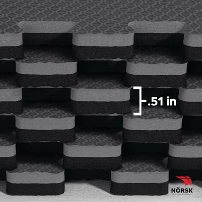 Dual-Sided Reversible 1/2" Foam Exercise Mats for Home Gym - Interlocking EVA Foam Tiles - color: Gray/Black, size: 18 Tiles - 72 Sq. Ft.